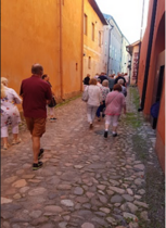 Torilta ja sitä ympäröivästä Luostarikorttelista etenimme pitkin kapeaa kujaa kohti Aboa Vetusta, Suomen ainoaa arkeologista museota